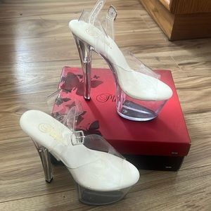 Pleaser stripper clear platform heels